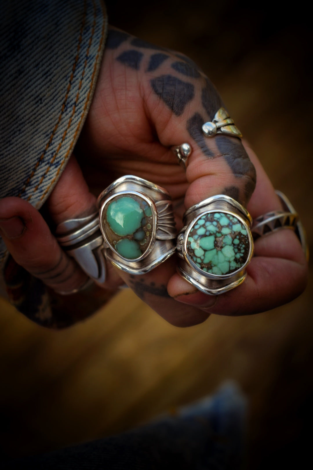 BLOOM - Bague réglable en Argent & Variscite Desert Bloom