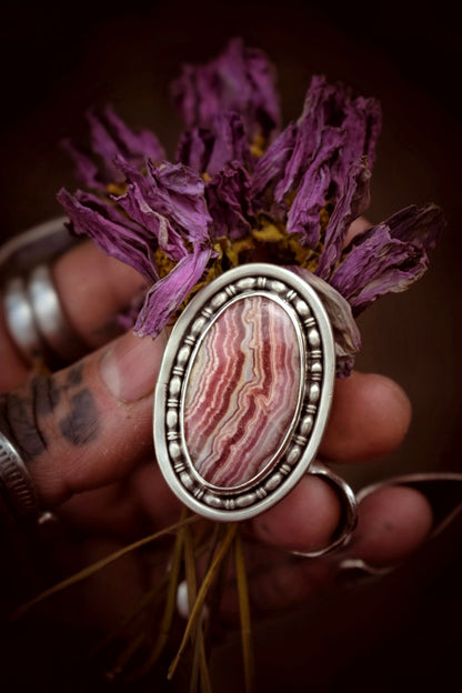 DOUCEUR - Bague T54 en Argent & Rhodochrosite