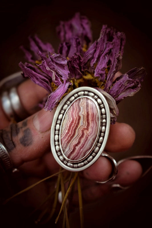DOUCEUR - Bague T54 en Argent & Rhodochrosite