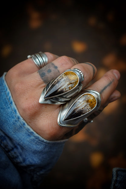 PALMROOT - Bague réglable Bois pétrifié de racine de Palmier