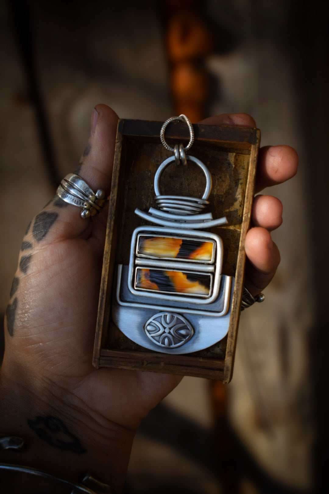 AUTOMNE - Pendentif Agates du Montana