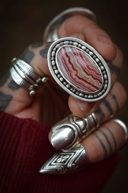 DOUCEUR - Bague T54 en Argent & Rhodochrosite