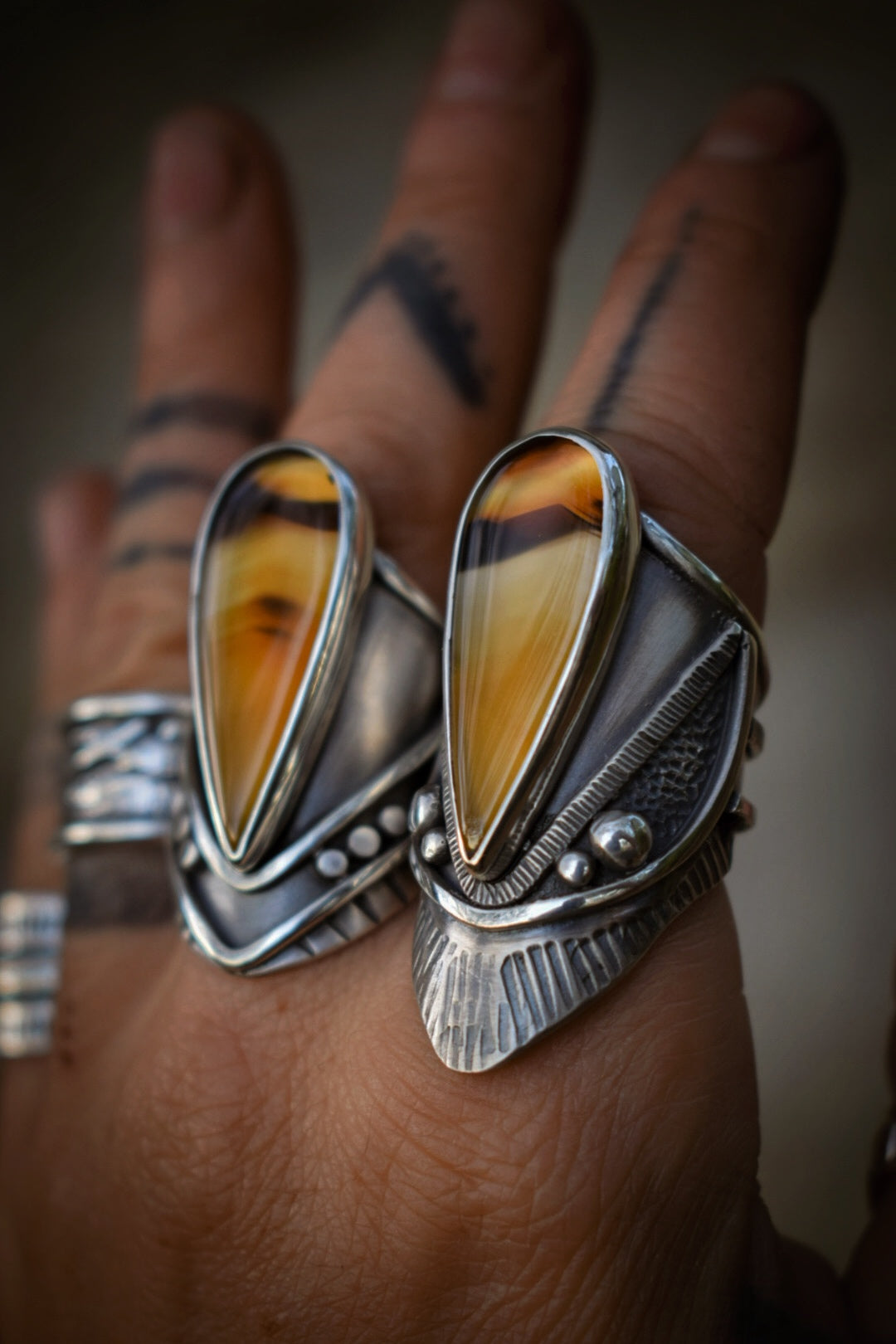 AUTOMNE - Bague réglable Agate du Montana