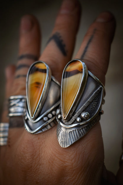 AUTOMNE - Bague réglable Agate du Montana