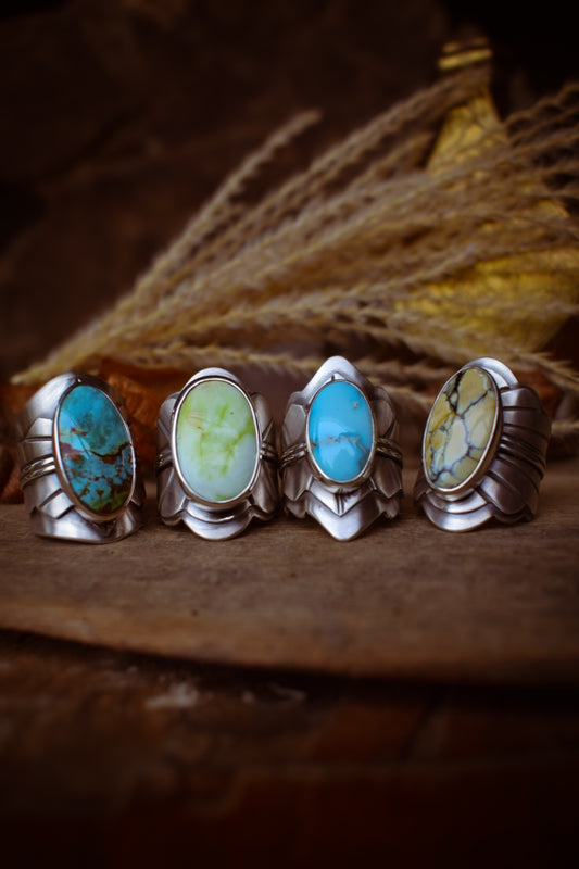 GÉOMÉTRIE- Bague réglable en Argent & Polychrome Turquoise