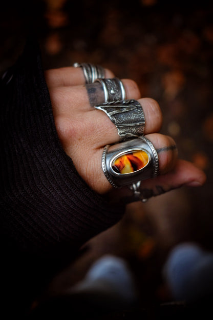 AUTOMNE - Bague réglable Agate du Montana