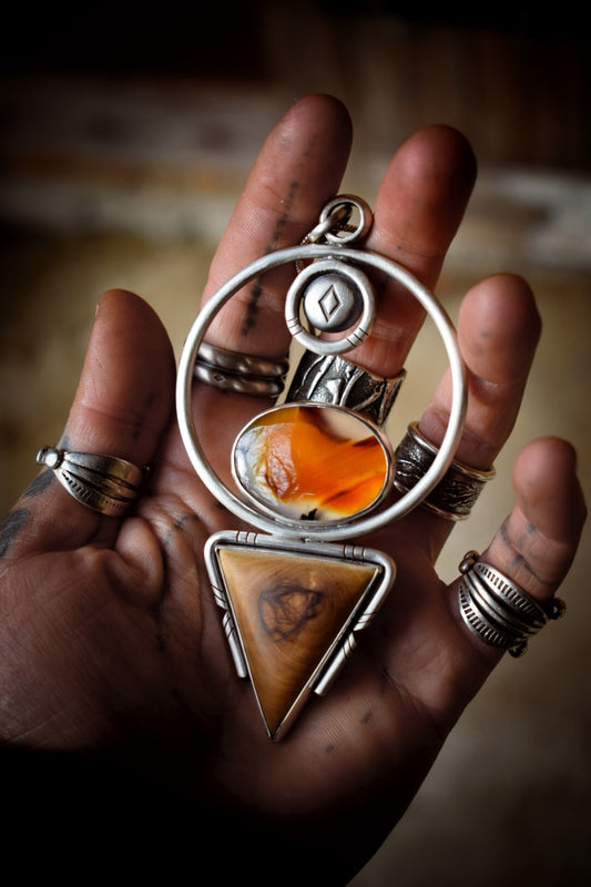 MELTINGPOTES - Pendentif en Agate du Montana & Bois