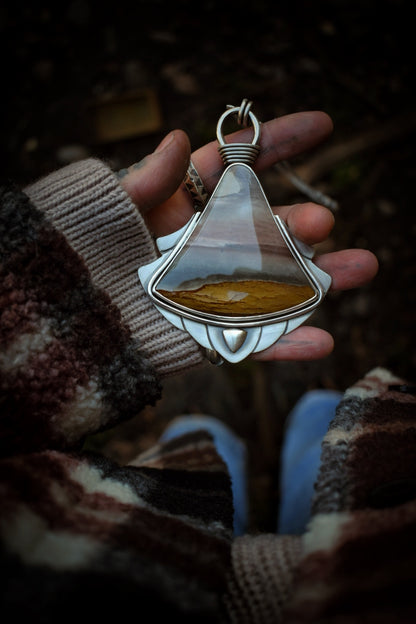 PAYSAGE - Pendentif en Argent & Jaspe Polychrome