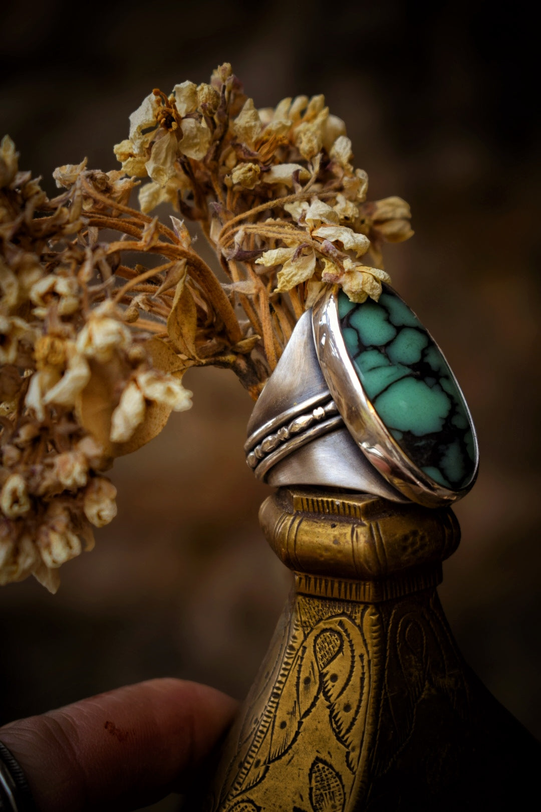 BLOOM - Bague réglable en Argent & Variscite Desert Bloom