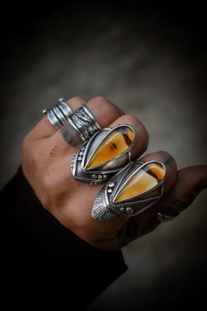 AUTOMNE - Bague réglable Agate du Montana