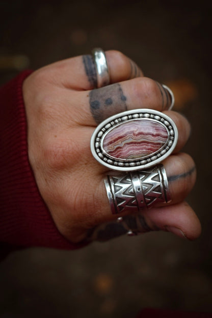 DOUCEUR - Bague T54 en Argent & Rhodochrosite