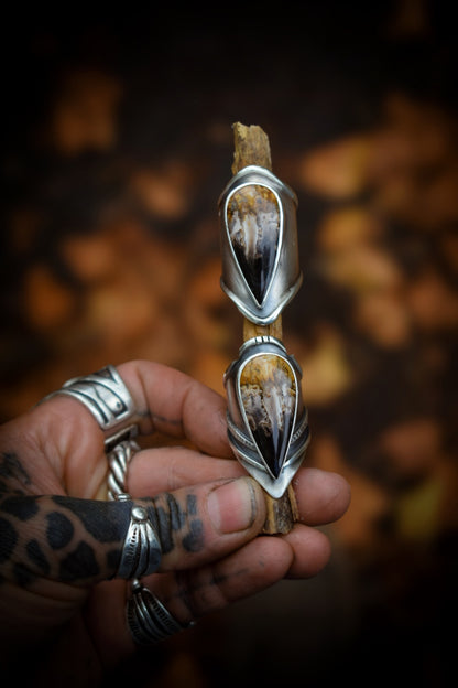 PALMROOT - Bague réglable Bois pétrifié de racine de Palmier