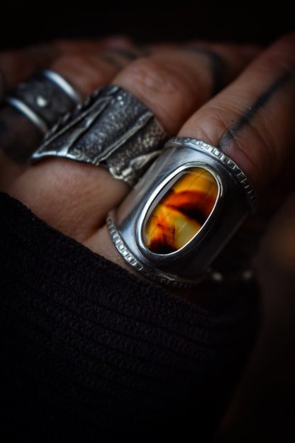 AUTOMNE - Bague réglable Agate du Montana