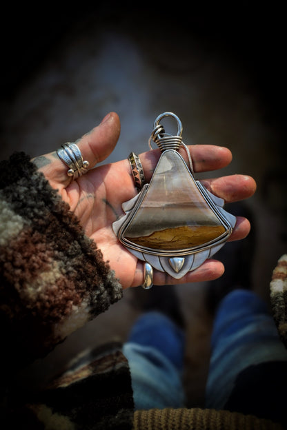 PAYSAGE - Pendentif en Argent & Jaspe Polychrome
