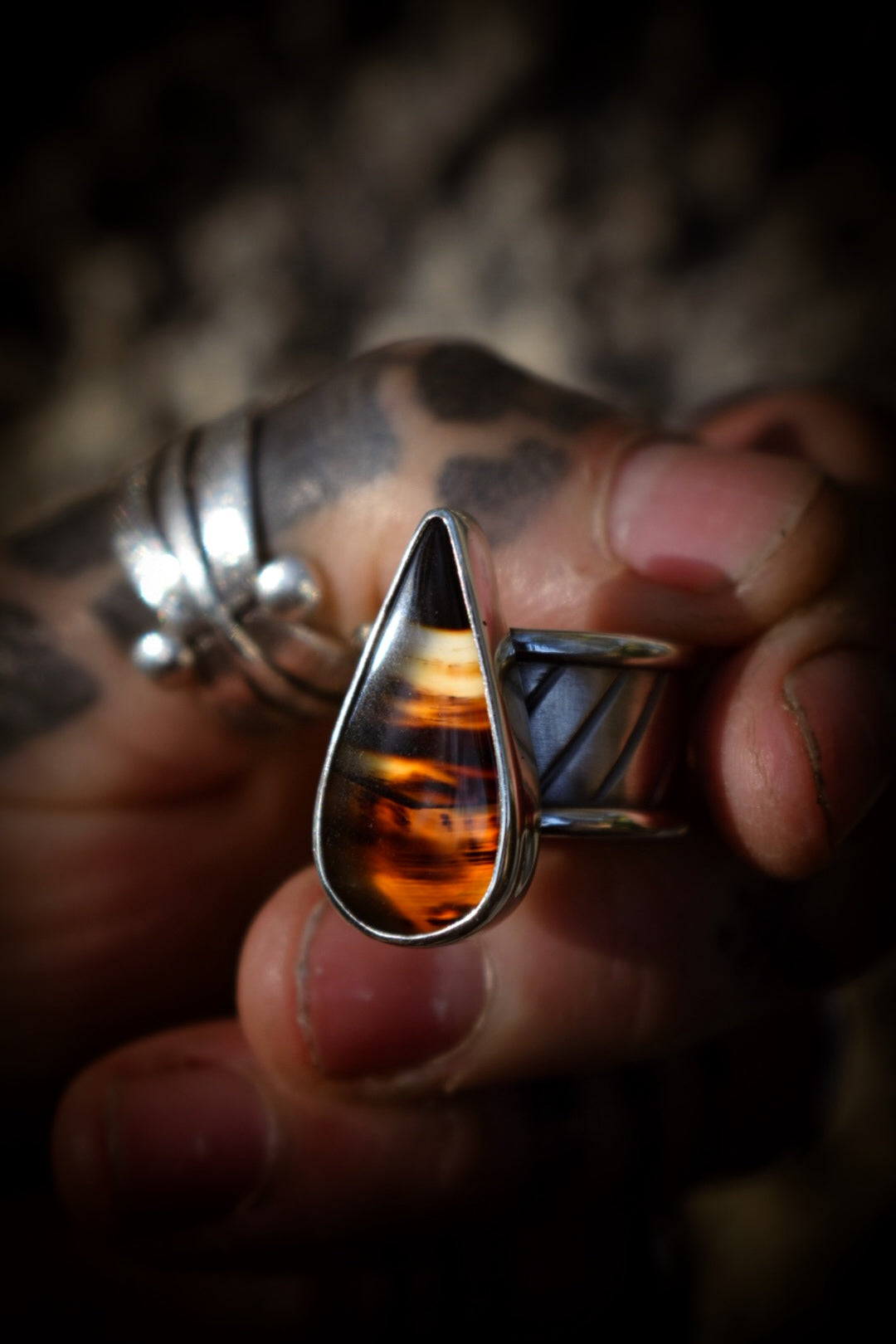 AUTOMNE - Bague réglable Agate du Montana