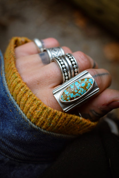 NUMBER8 - Bague T58 en Argent & Turquoise #8