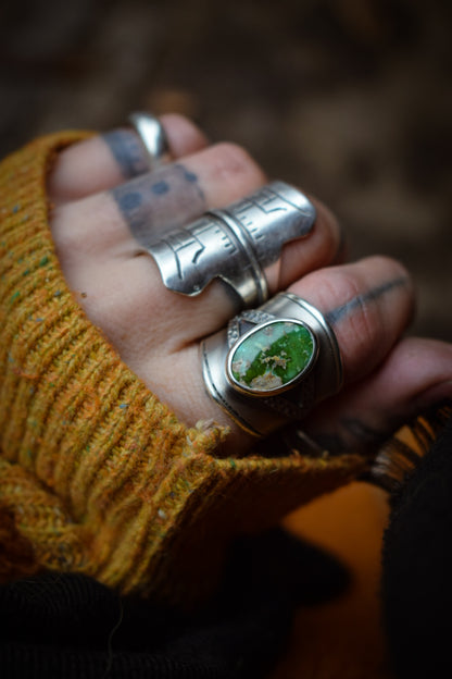 GREEN - Bague réglable en Argent & Turquoise Sonoran
