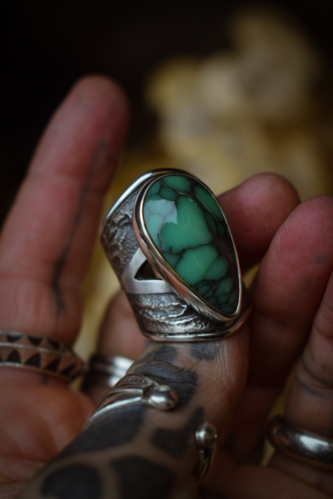 BLOOM - Bague réglable en Argent & Variscite Desert Bloom