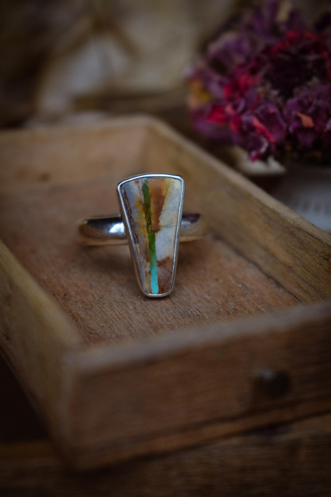RIBBON - Bague T62 en Argent & Turquoise Ribbon Royston