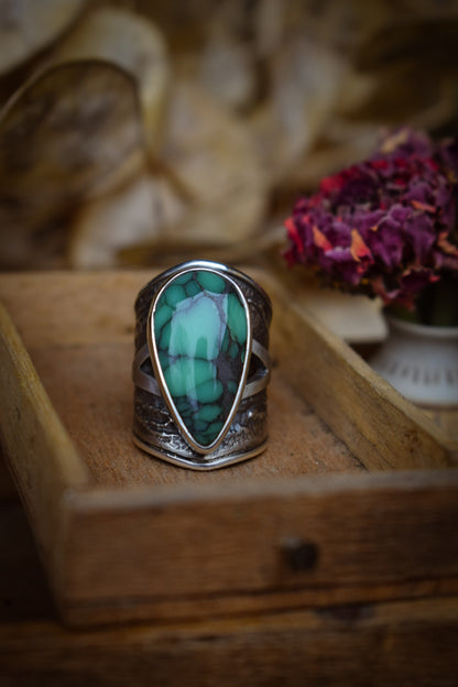 BLOOM - Bague réglable en Argent & Variscite Desert Bloom