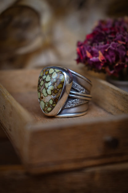 CELLULES - Bague réglable en Argent & Variscite Damale