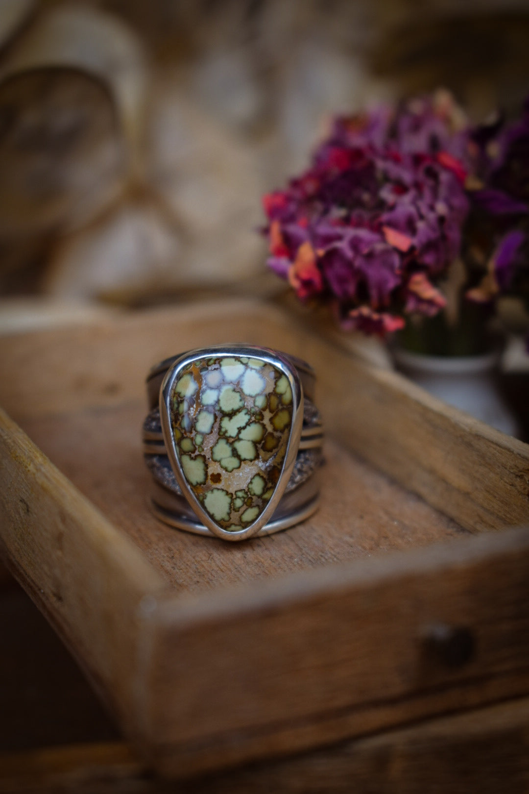 CELLULES - Bague réglable en Argent & Variscite Damale