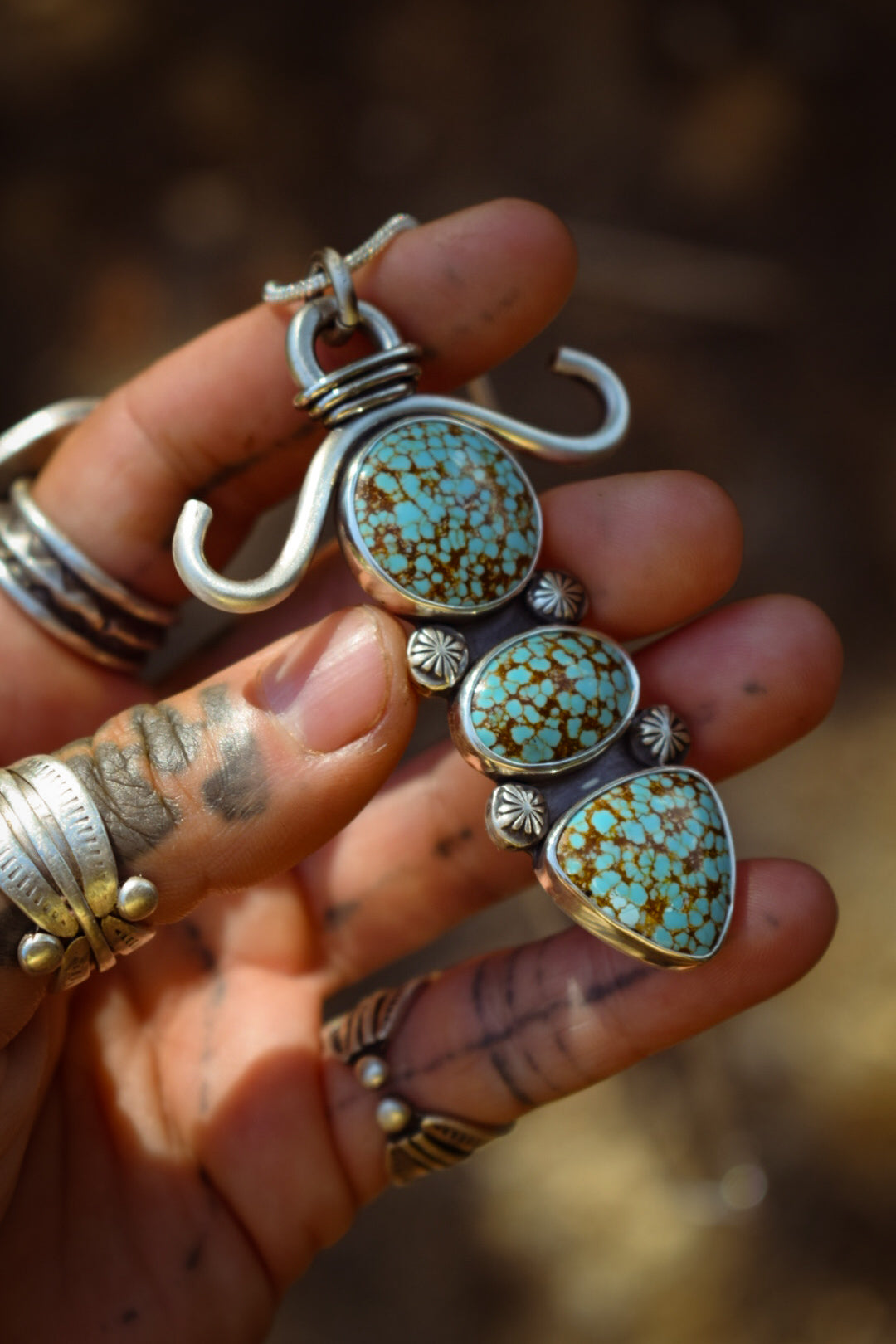 TRIO - Pendentif en Argent & Turquoises #8