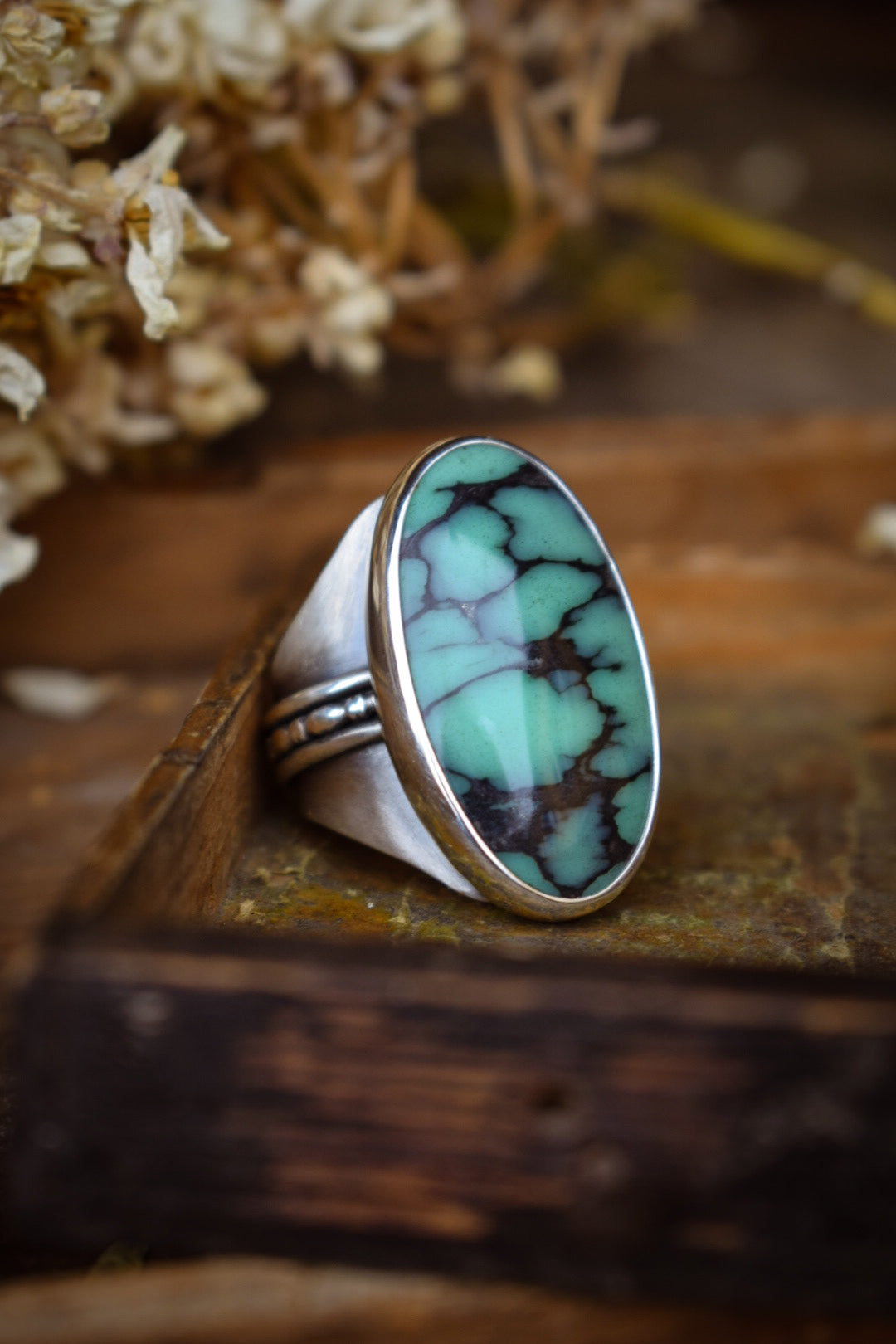 BLOOM - Bague réglable en Argent & Variscite Desert Bloom