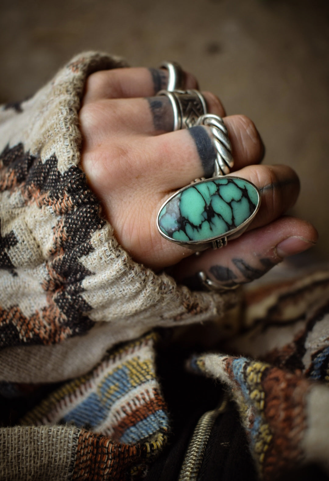 BLOOM - Bague réglable en Argent & Variscite Desert Bloom