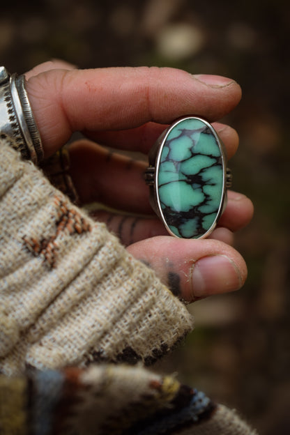 BLOOM - Bague réglable en Argent & Variscite Desert Bloom