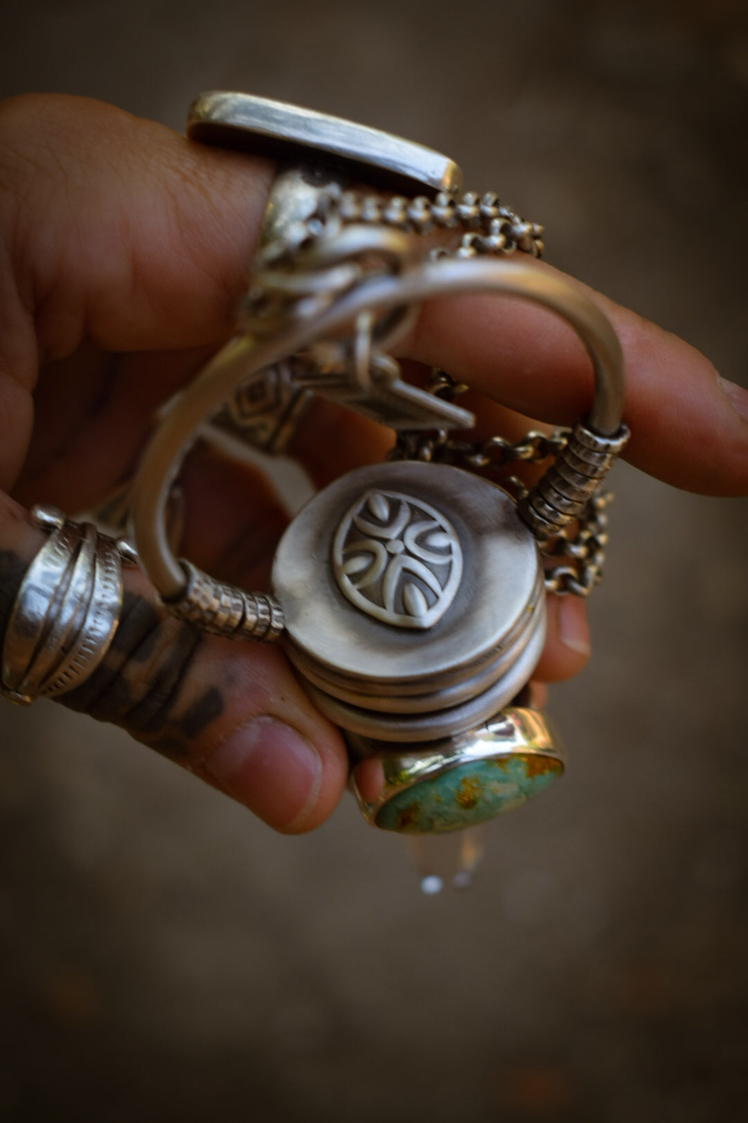 EL MASTOK - Pendentif Cristal de Roche & Turquoise Teal Fox