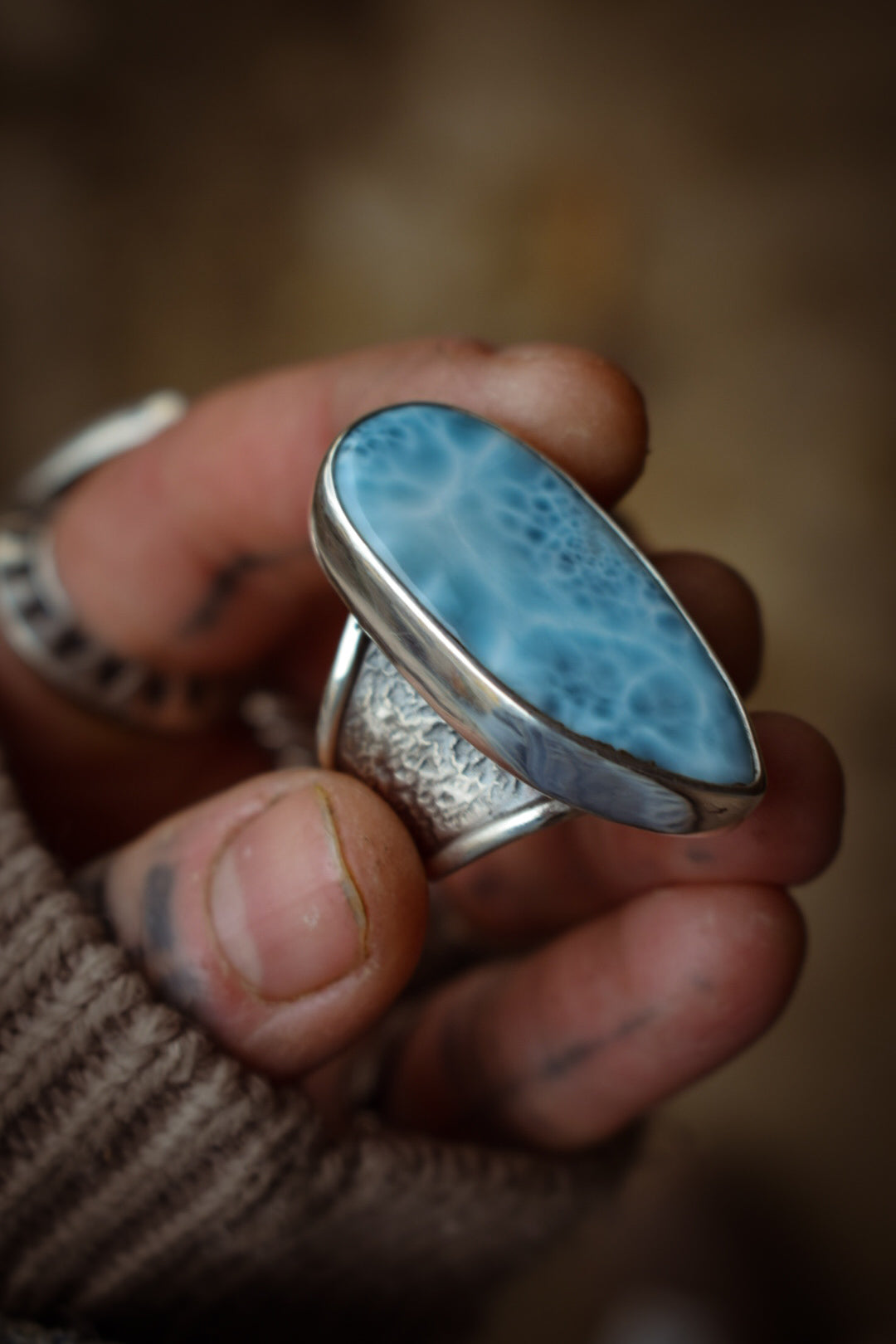 PISCINE - Bague T56 en Argent & Larimar