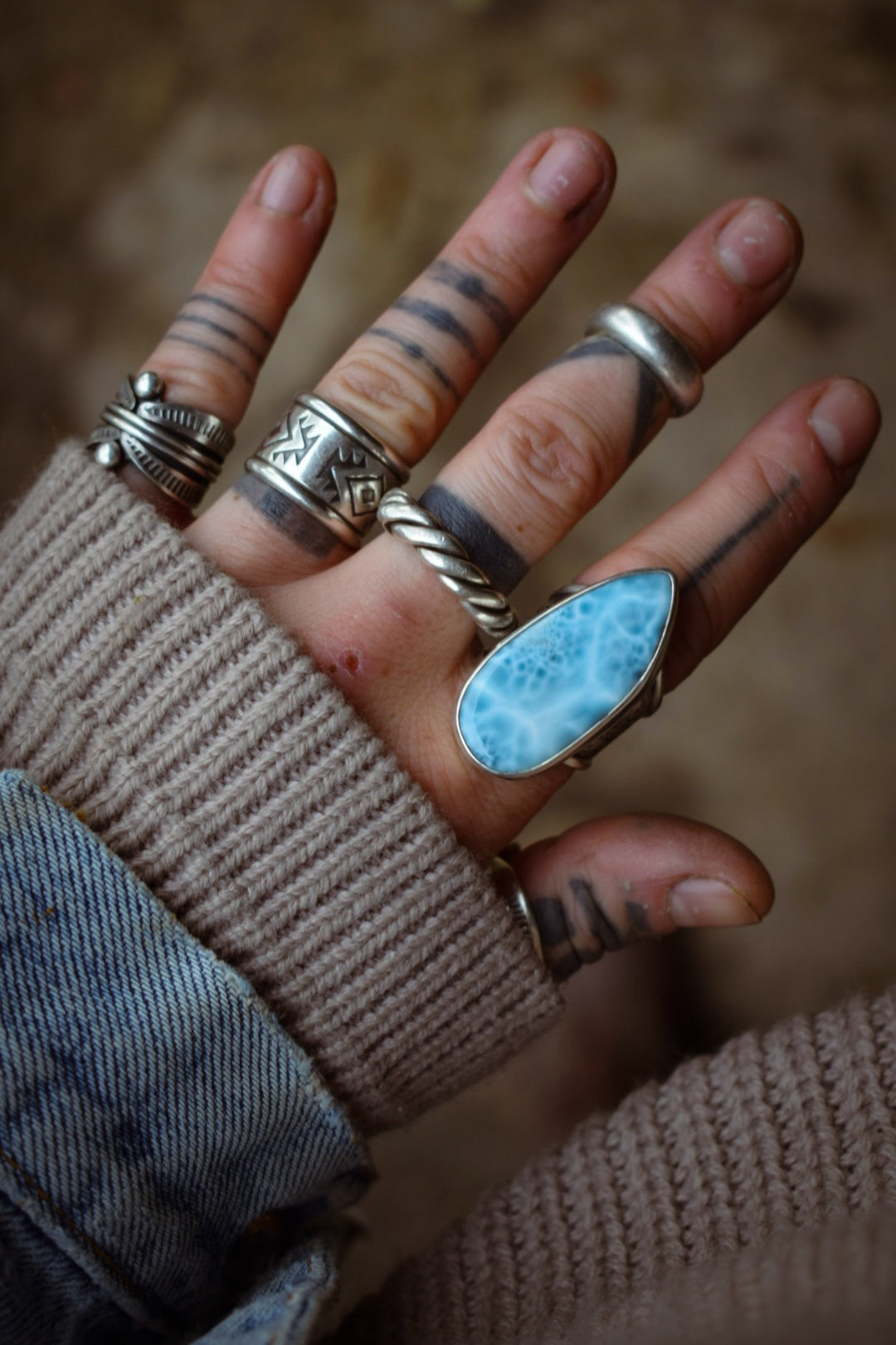 PISCINE - Bague T56 en Argent & Larimar