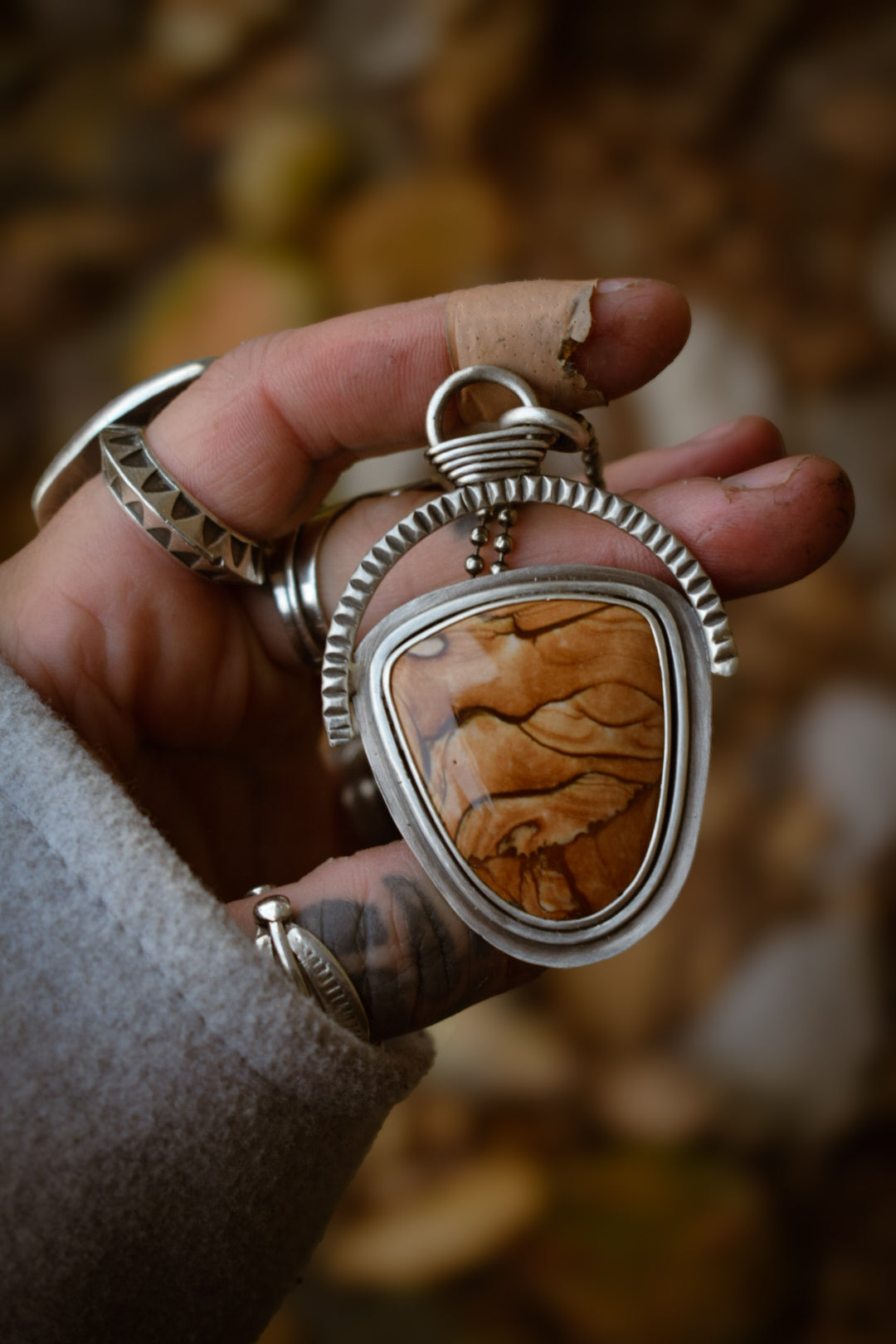 PAYSAGE - Pendentif en Argent & Jaspe Biggs