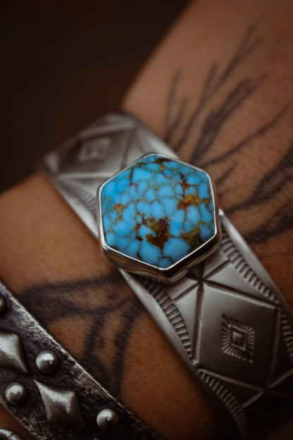 SPIDER - Bracelet en Argent & Turquoise mountain red web