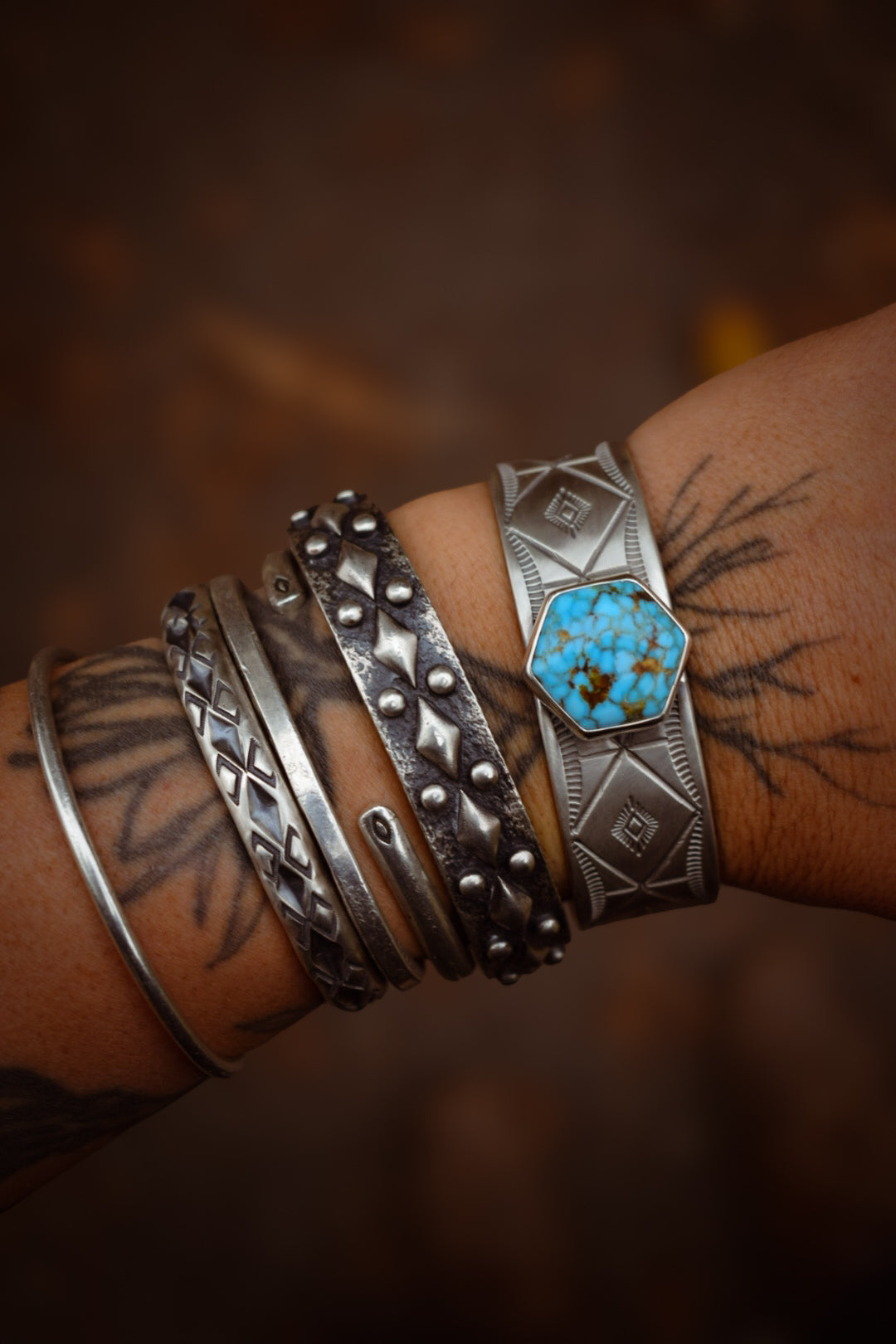 SPIDER - Bracelet en Argent & Turquoise mountain red web