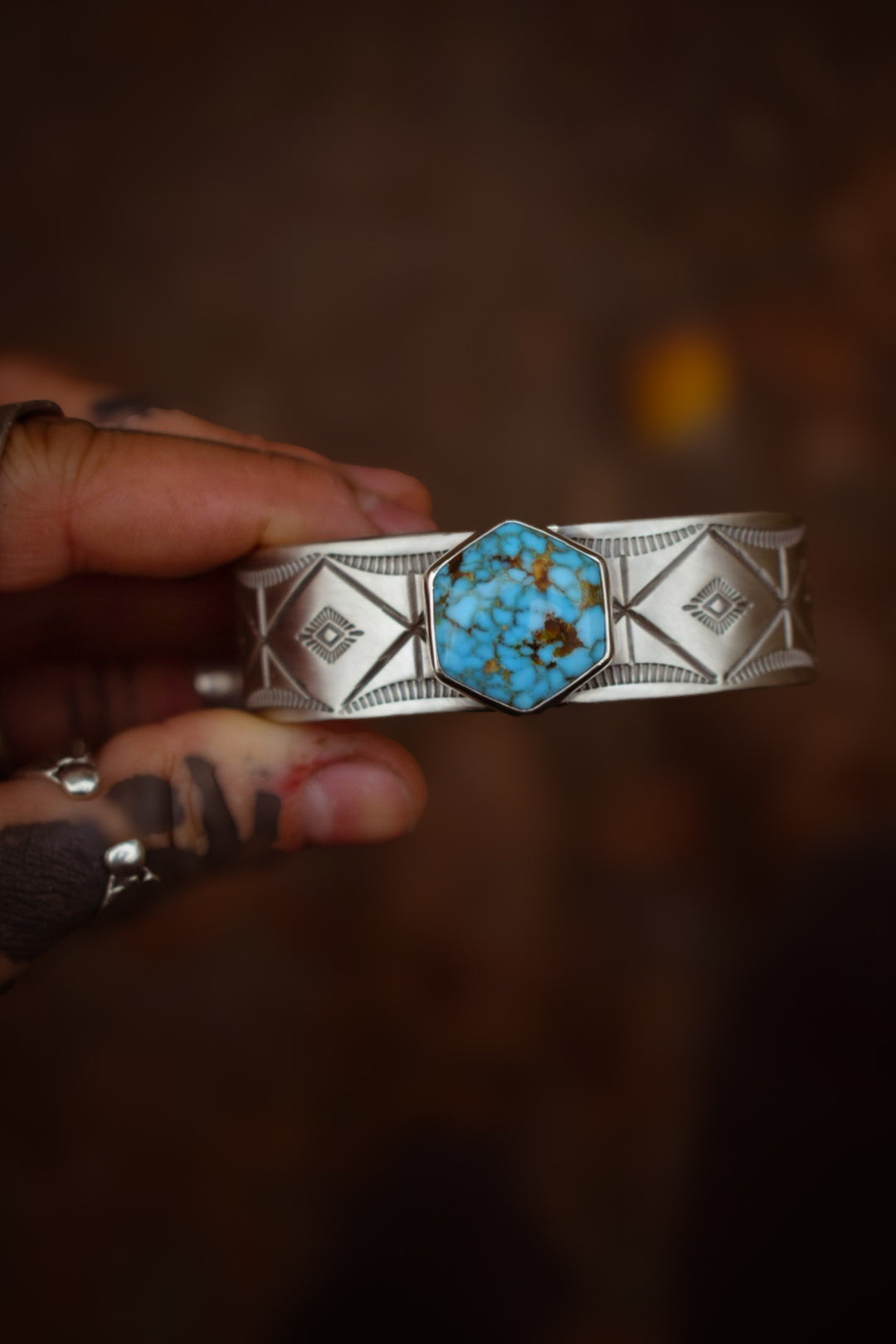 SPIDER - Bracelet en Argent & Turquoise mountain red web