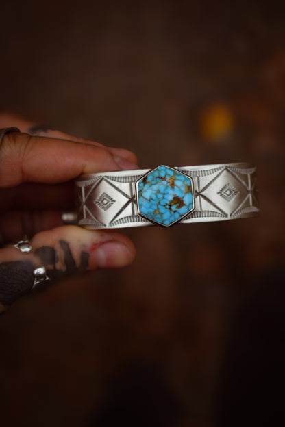 SPIDER - Bracelet en Argent & Turquoise mountain red web