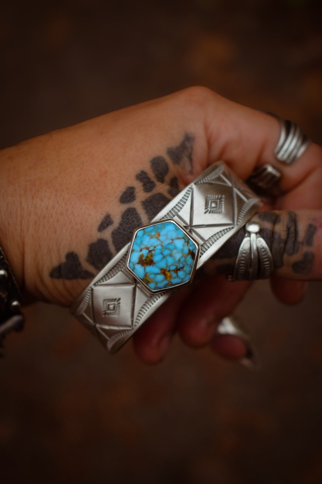 SPIDER - Bracelet en Argent & Turquoise mountain red web