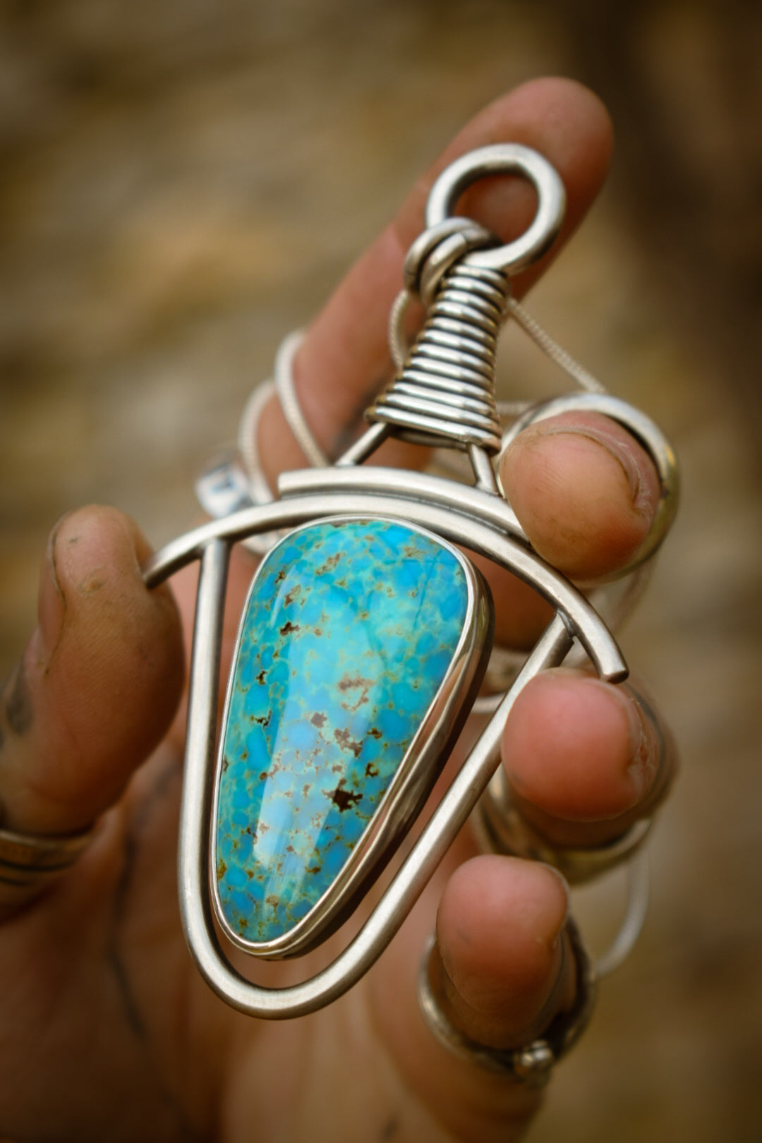 KINGMAN - Pendentif en Argent & Turquoise Kingman