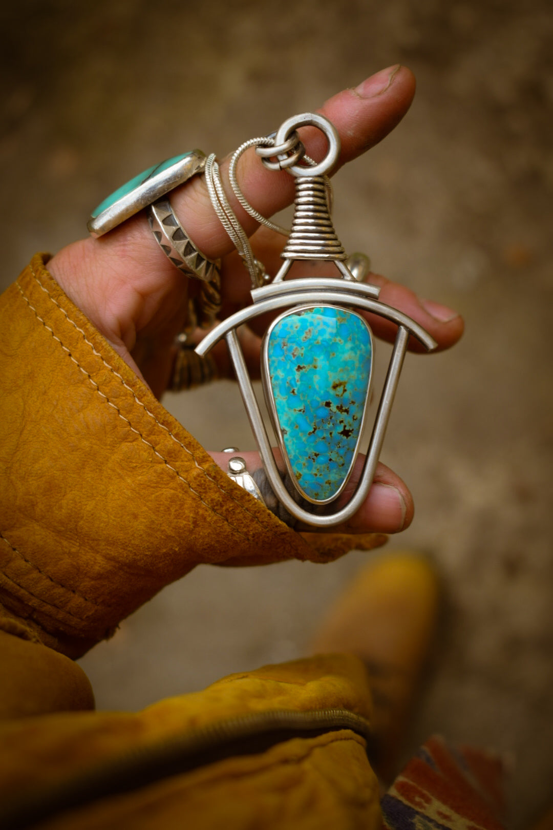 KINGMAN - Pendentif en Argent & Turquoise Kingman