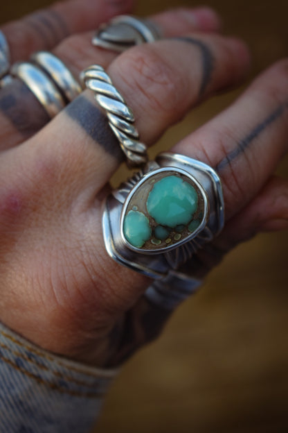 BLOOM - Bague réglable en Argent & Variscite Desert Bloom