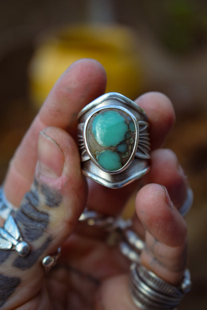 BLOOM - Bague réglable en Argent & Variscite Desert Bloom