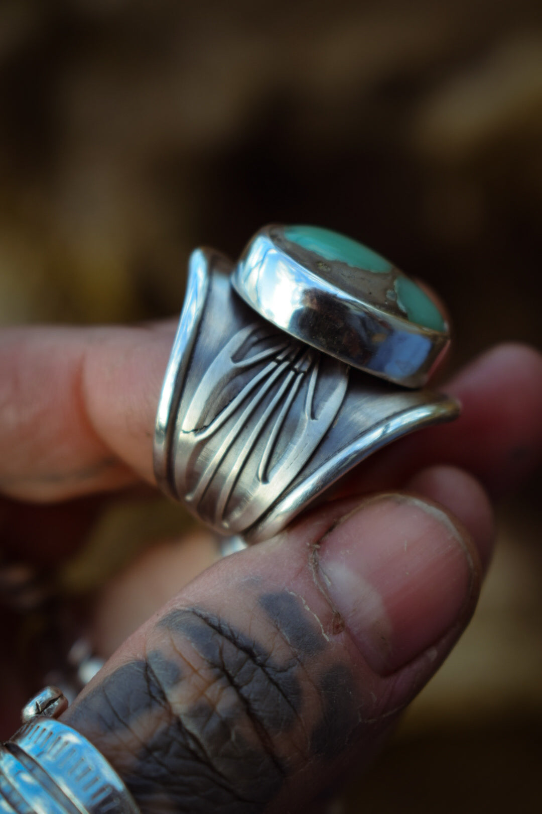 BLOOM - Bague réglable en Argent & Variscite Desert Bloom