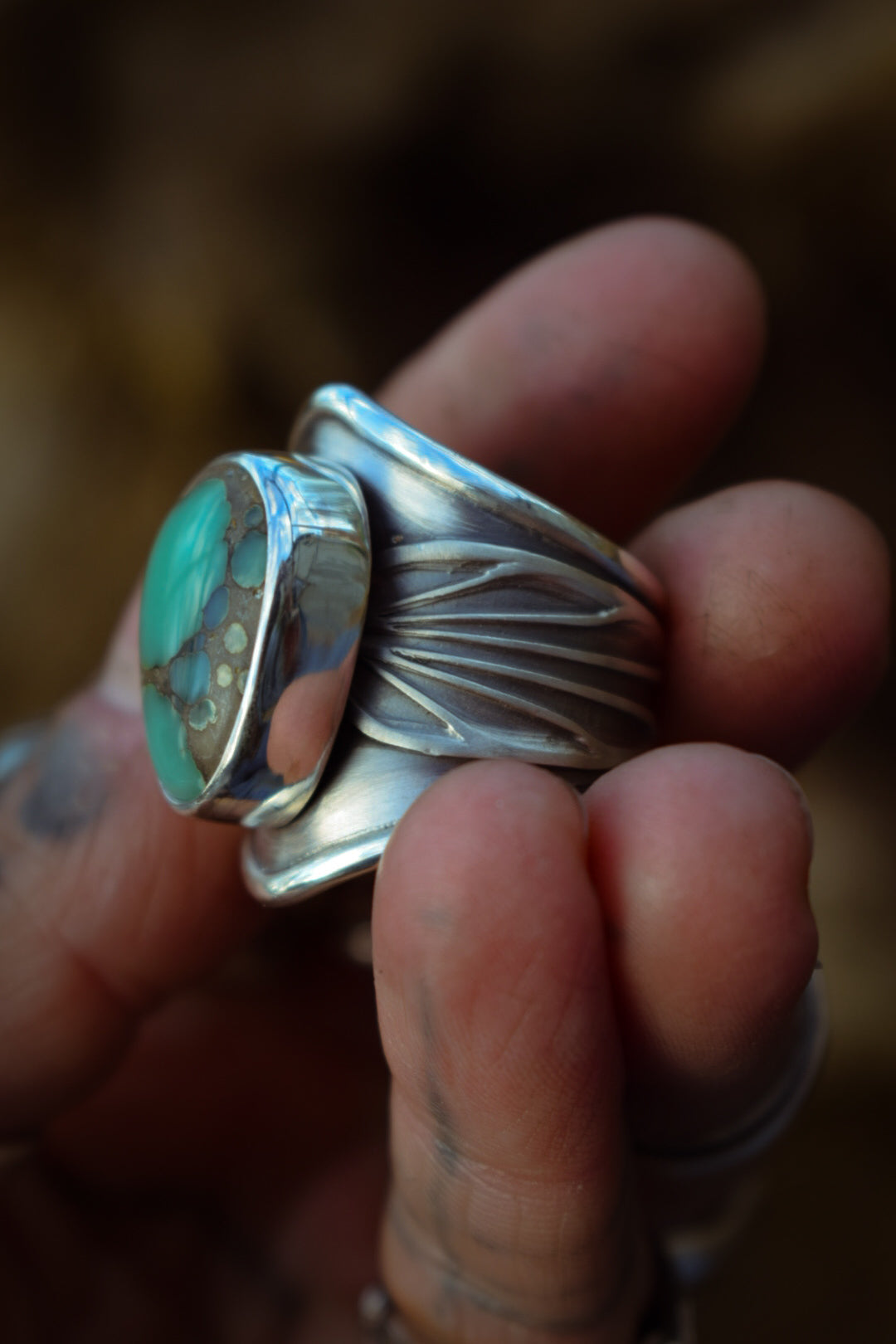 BLOOM - Bague réglable en Argent & Variscite Desert Bloom