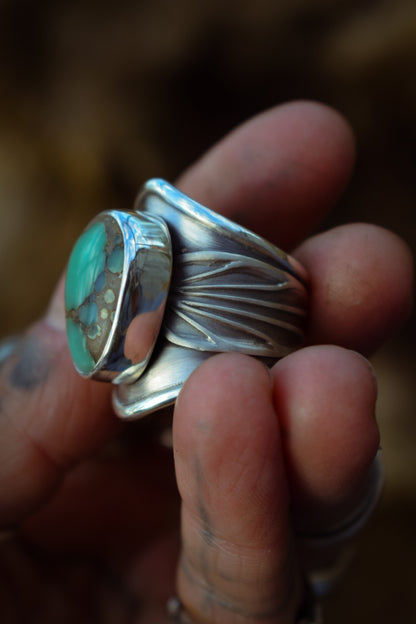 BLOOM - Bague réglable en Argent & Variscite Desert Bloom