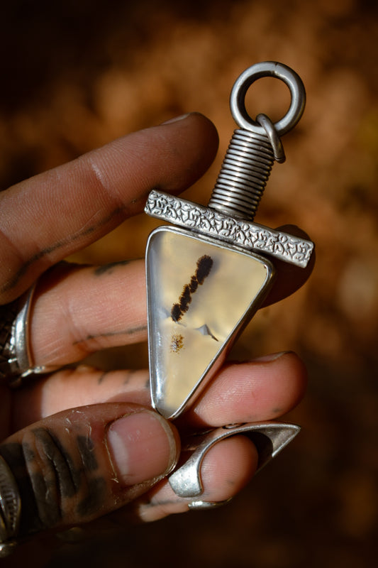 TROGNONNERIE - Pendentif en Argent & Agate du Montana