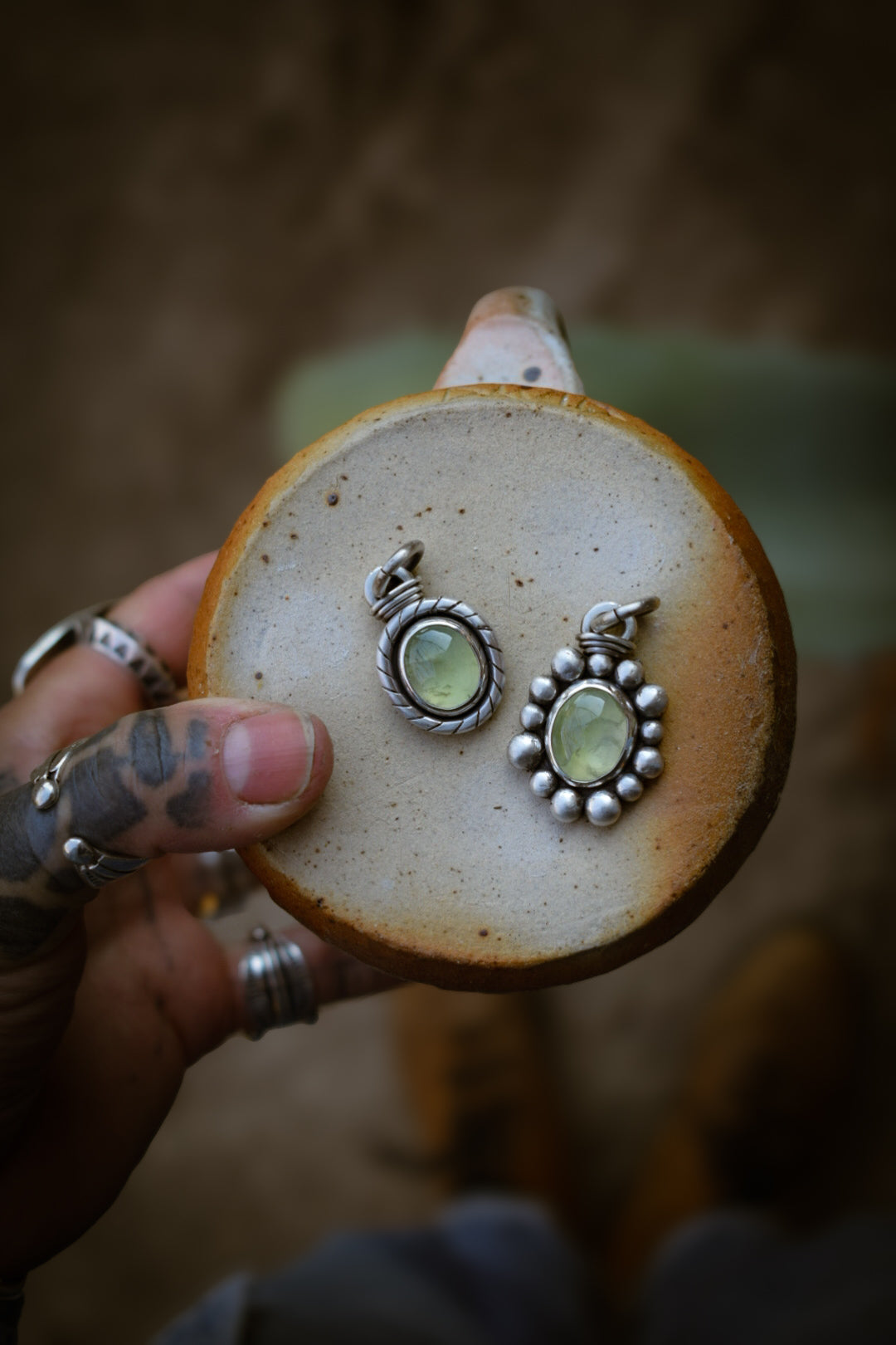 TROGNONNERIE - Pendentif en Argent & Prehnite