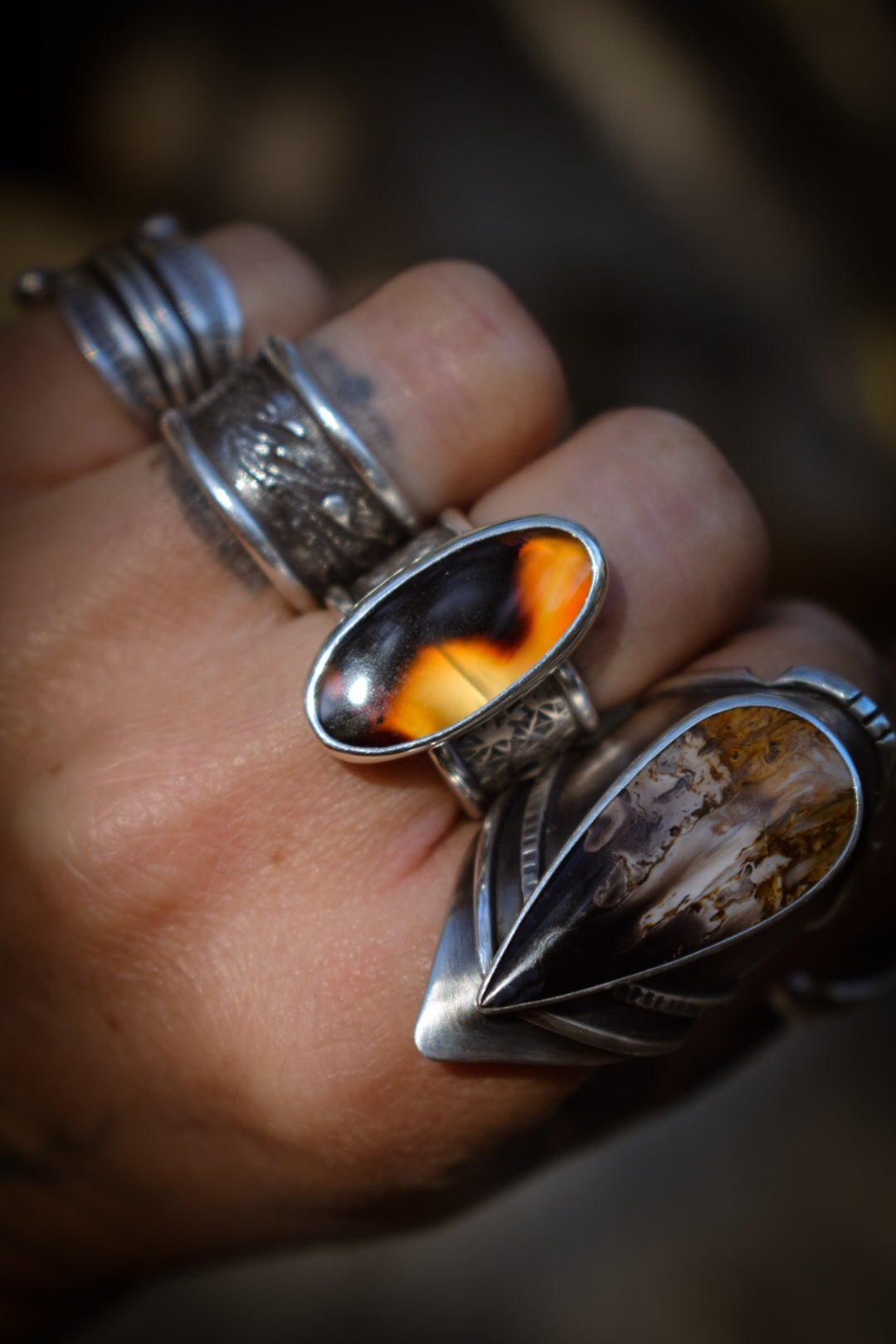 AUTOMNE - Bague réglable Agate du Montana