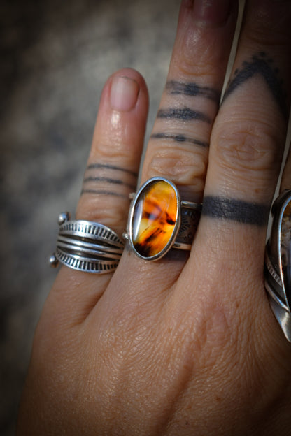 AUTOMNE - Bague réglable Agate du Montana
